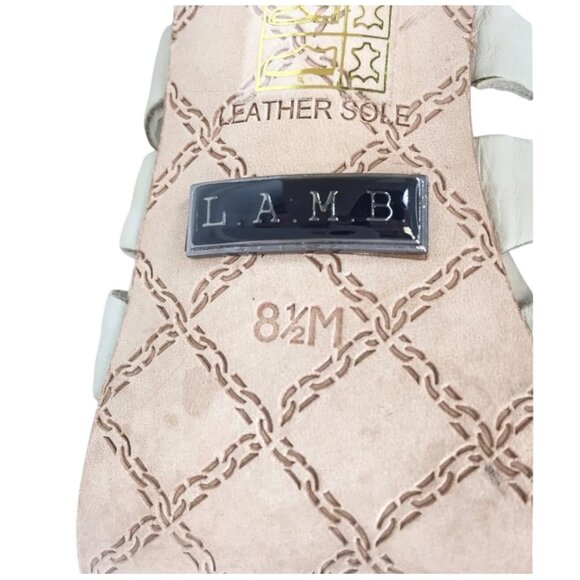 VTG RARE L.A.M.B. Leather Strappy Silver Coin Platform Sandals Heels | Mob Wife - Picture 10 of 15